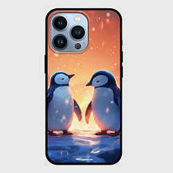 Чехол для iPhone 13 Pro Романтичная пара пингвинов, цвет: 3D-черный