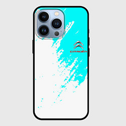 Чехол для iPhone 13 Pro Citroen краски голубой, цвет: 3D-черный
