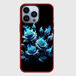 Чехол для iPhone 13 Pro Розы в голубом огне, цвет: 3D-красный
