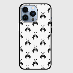 Чехол для iPhone 13 Pro Panda love - pattern, цвет: 3D-черный