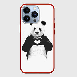 Чехол для iPhone 13 Pro Panda love, цвет: 3D-красный