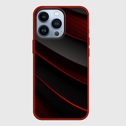 Чехол для iPhone 13 Pro Красная абстракция с черными линиями, цвет: 3D-красный