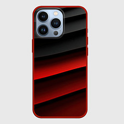 Чехол для iPhone 13 Pro Черно-красный объемный градиент, цвет: 3D-красный