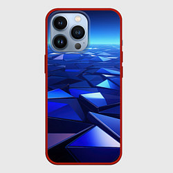 Чехол для iPhone 13 Pro Синие объемные блестящие плиты, цвет: 3D-красный