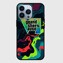 Чехол для iPhone 13 Pro Gta лого кислотный камуфляж, цвет: 3D-черный