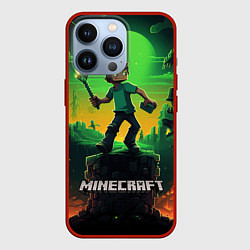 Чехол для iPhone 13 Pro Персонаж в мире Minecraft, цвет: 3D-красный