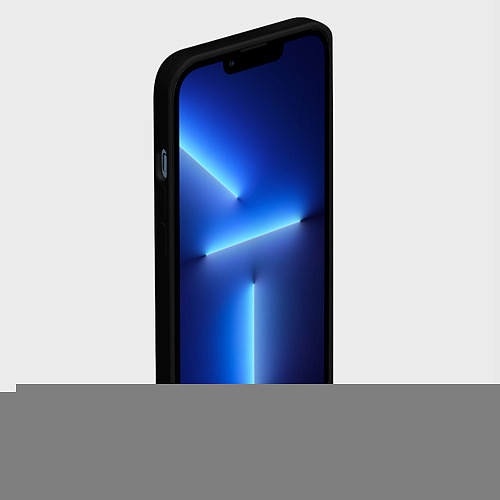 Чехол iPhone 13 Pro Металл и зеленый яркий неоновый свет / 3D-Черный – фото 2
