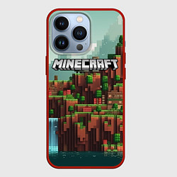 Чехол для iPhone 13 Pro Minecraft logo квадратный мир, цвет: 3D-красный