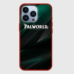 Чехол для iPhone 13 Pro Palworld лого на темном зеленом фоне, цвет: 3D-красный