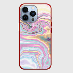 Чехол для iPhone 13 Pro Мрамор узор разноцветный, цвет: 3D-красный