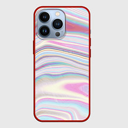 Чехол для iPhone 13 Pro Мрамор узор розово-голубой, цвет: 3D-красный