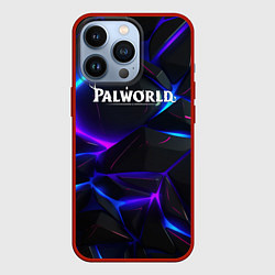 Чехол для iPhone 13 Pro Palworld логотип на черных неоновых плитах, цвет: 3D-красный