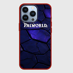 Чехол для iPhone 13 Pro Palworld логотип темные синие разломы плит, цвет: 3D-красный
