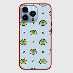 Чехол для iPhone 13 Pro Паттерн с лягушками, цвет: 3D-красный
