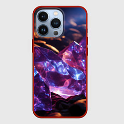 Чехол для iPhone 13 Pro Фиолетовые комические камни, цвет: 3D-красный