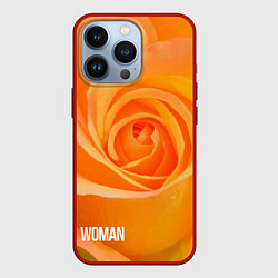 Чехол для iPhone 13 Pro Оранжевая роза - woman, цвет: 3D-красный