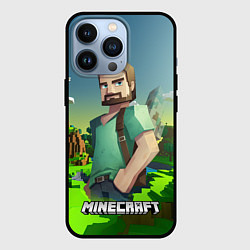 Чехол для iPhone 13 Pro Minecraft персонаж зеленый мир, цвет: 3D-черный