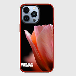 Чехол для iPhone 13 Pro Тюльпан на чёрном - woman, цвет: 3D-красный