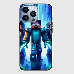 Чехол для iPhone 13 Pro Майнкрафт и киберпанк - коллаба, цвет: 3D-черный
