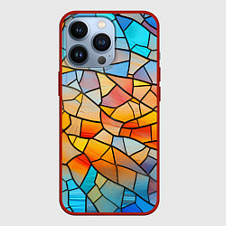 Чехол для iPhone 13 Pro Яркий витраж, цвет: 3D-красный