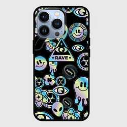 Чехол для iPhone 13 Pro Rave gradient, цвет: 3D-черный