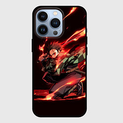 Чехол для iPhone 13 Pro Тандзиро пламя, цвет: 3D-черный