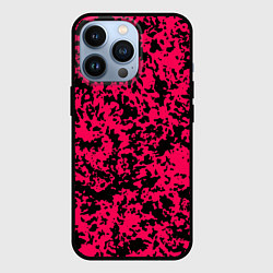 Чехол для iPhone 13 Pro Пятнистый яркий чёрно-розовый, цвет: 3D-черный