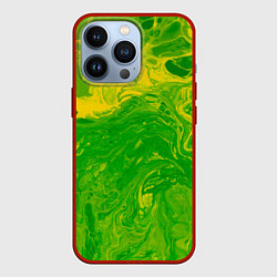 Чехол для iPhone 13 Pro Зеленые подтеки, цвет: 3D-красный