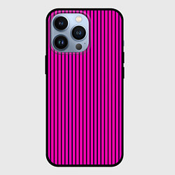 Чехол для iPhone 13 Pro Яркий розовый в полоску, цвет: 3D-черный