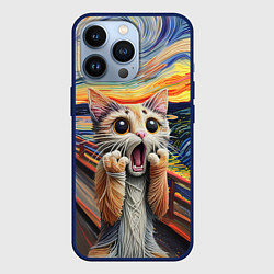 Чехол для iPhone 13 Pro Кот крик вязаный арт, цвет: 3D-тёмно-синий