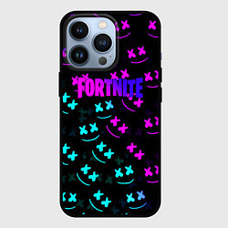Чехол для iPhone 13 Pro Fortnite x Marshmello neon pattern, цвет: 3D-черный