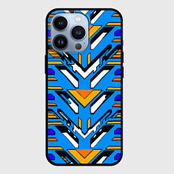 Чехол для iPhone 13 Pro Техно броня жёлто-синяя, цвет: 3D-черный
