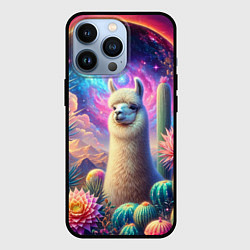 Чехол для iPhone 13 Pro Альпака в кактусах и портал, цвет: 3D-черный