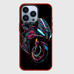 Чехол для iPhone 13 Pro Мотоцикл в стиле киберпанк, цвет: 3D-красный