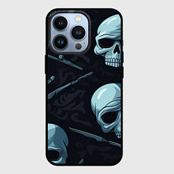 Чехол для iPhone 13 Pro Черепа и ножи, цвет: 3D-черный