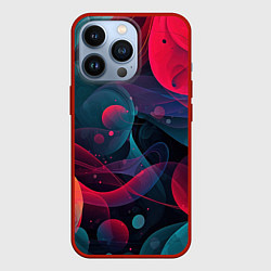 Чехол для iPhone 13 Pro Синие и розовые лепестки абстракции, цвет: 3D-красный