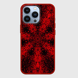 Чехол для iPhone 13 Pro Мандала абстрактная красно-чёрный, цвет: 3D-красный