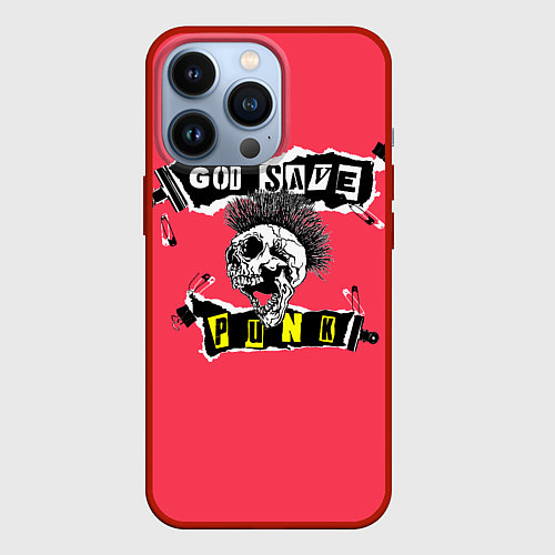 Чехол iPhone 13 Pro God save pank / 3D-Красный – фото 1