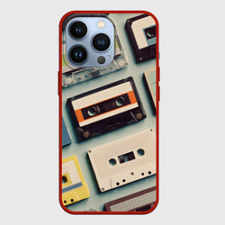 Чехол для iPhone 13 Pro Ретро аудио кассеты, цвет: 3D-красный