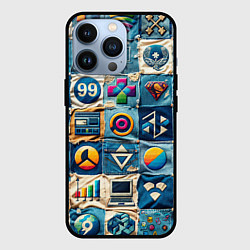 Чехол для iPhone 13 Pro Пэчворк деним из девяностых, цвет: 3D-черный