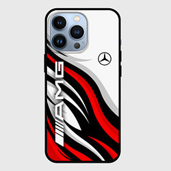 Чехол для iPhone 13 Pro Mercedes benz AMG - белый с красным, цвет: 3D-черный