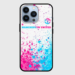 Чехол iPhone 13 Pro Manchester United neon gradient style посередине