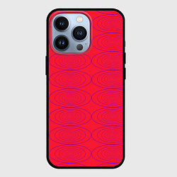 Чехол для iPhone 13 Pro Паттерн из овалов на алом красном, цвет: 3D-черный