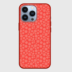 Чехол iPhone 13 Pro Коралловый в цветочек паттерн