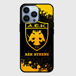 Чехол для iPhone 13 Pro AEK Athens - gold gradient, цвет: 3D-черный