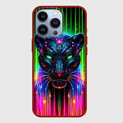 Чехол для iPhone 13 Pro Неоновая цифровая пантера, цвет: 3D-красный