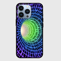 Чехол для iPhone 13 Pro Червоточина - трехцветная сетка со свечением, цвет: 3D-черный