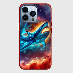 Чехол для iPhone 13 Pro Космическая неоновая акула - нейросеть, цвет: 3D-красный