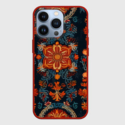 Чехол для iPhone 13 Pro Текстуры в славянском стиле, цвет: 3D-красный
