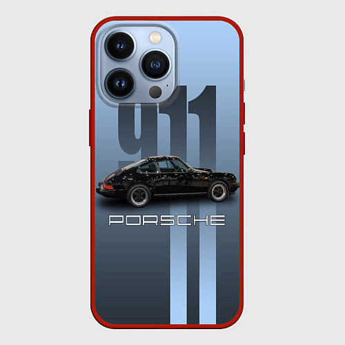 Чехол iPhone 13 Pro Винтажный автомобиль Porsche / 3D-Красный – фото 1
